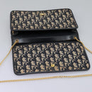 Christian Dior Trotter Canvas Chain Shoulder Bag Navy Gold Auth mr1030-16