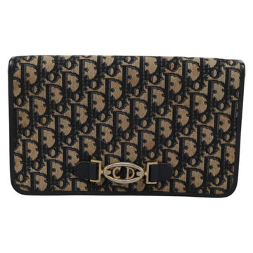 Christian Dior Trotter Canvas Chain Shoulder Bag Navy Gold Auth mr1030 - 0