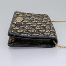 Christian Dior Trotter Canvas Chain Shoulder Bag Navy Gold Auth mr1030-4