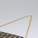 Christian Dior Trotter Canvas Chain Shoulder Bag Navy Gold Auth mr1030-8