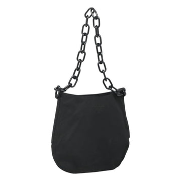PRADA Chain Shoulder Bag Nylon Plastic Black Silver Auth mr1039