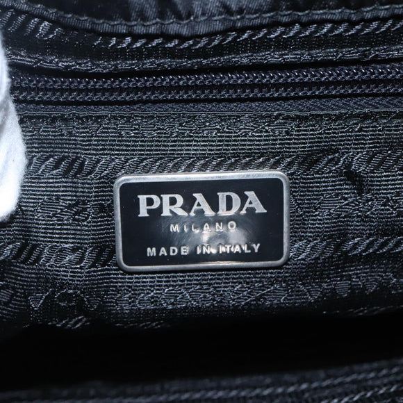 PRADA Chain Shoulder Bag Nylon Plastic Black Silver Auth mr1039