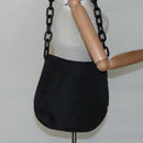 PRADA Chain Shoulder Bag Nylon Plastic Black Silver Auth mr1039-21