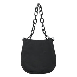 PRADA Chain Shoulder Bag Nylon Plastic Black Silver Auth mr1039 - 0