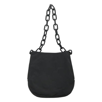 PRADA Chain Shoulder Bag Nylon Plastic Black Silver Auth mr1039 - 0
