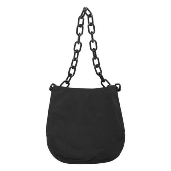 PRADA Chain Shoulder Bag Nylon Plastic Black Silver Auth mr1039