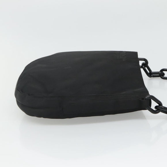 PRADA Chain Shoulder Bag Nylon Plastic Black Silver Auth mr1039