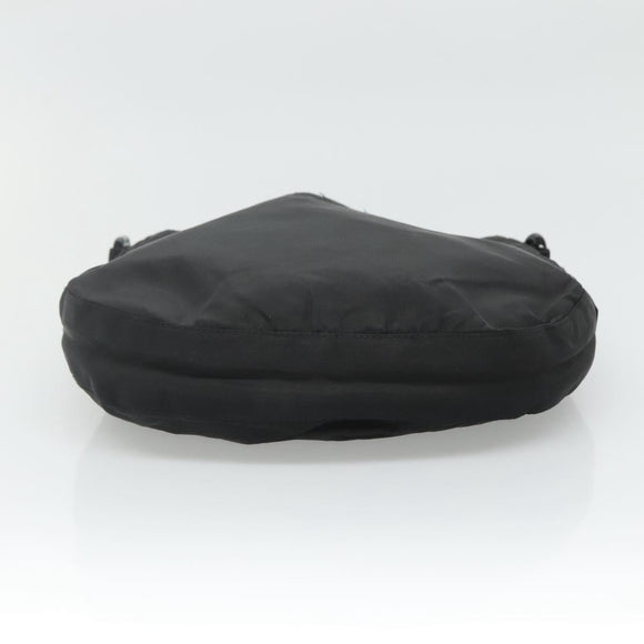 PRADA Chain Shoulder Bag Nylon Plastic Black Silver Auth mr1039