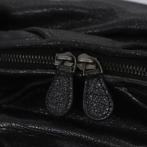 BOTTEGA VENETA Goatskin Hand Bag Leather Black Auth mr1050V