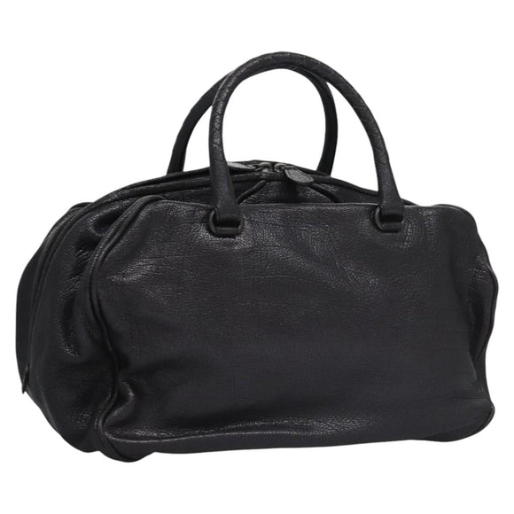 BOTTEGA VENETA Goatskin Hand Bag Leather Black Auth mr1050V