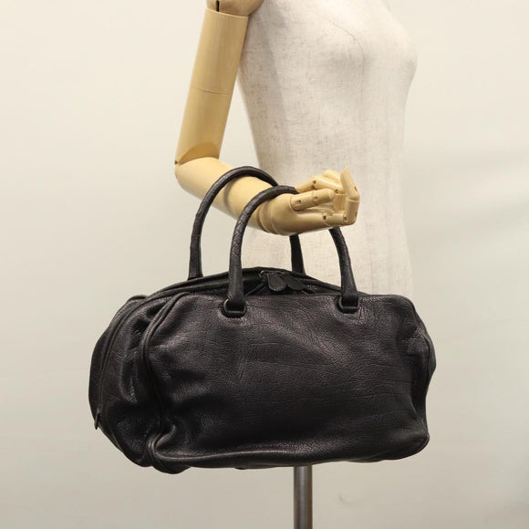 BOTTEGA VENETA Goatskin Hand Bag Leather Black Auth mr1050V