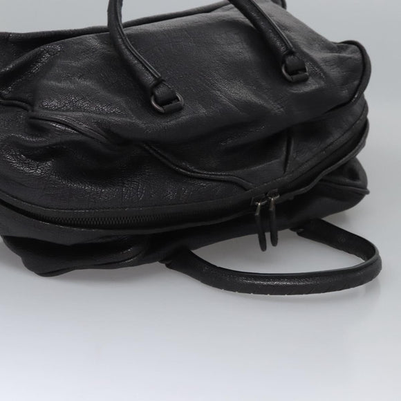 BOTTEGA VENETA Goatskin Hand Bag Leather Black Auth mr1050V