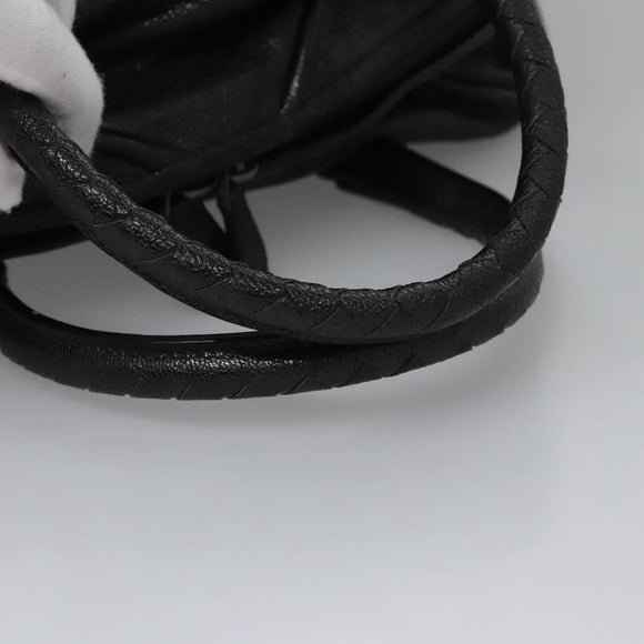 BOTTEGA VENETA Goatskin Hand Bag Leather Black Auth mr1050V