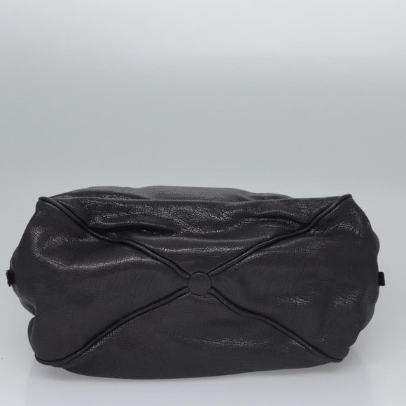 BOTTEGA VENETA Goatskin Hand Bag Leather Black Auth mr1050V