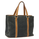CELINE C Macadam Canvas Hand Bag Suede Gray Gold Auth mr1055-1