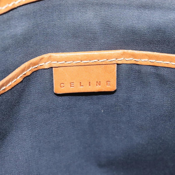 CELINE C Macadam Canvas Hand Bag Suede Gray Gold Auth mr1055
