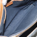 CELINE C Macadam Canvas Hand Bag Suede Gray Gold Auth mr1055-10