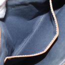 CELINE C Macadam Canvas Hand Bag Suede Gray Gold Auth mr1055-11