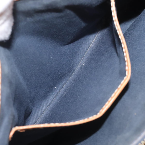 CELINE C Macadam Canvas Hand Bag Suede Gray Gold Auth mr1055