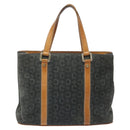 CELINE C Macadam Canvas Hand Bag Suede Gray Gold Auth mr1055-13
