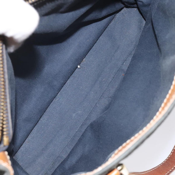 CELINE C Macadam Canvas Hand Bag Suede Gray Gold Auth mr1055