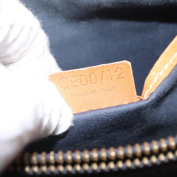 CELINE C Macadam Canvas Hand Bag Suede Gray Gold Auth mr1055