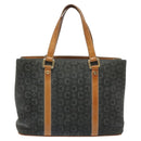 CELINE C Macadam Canvas Hand Bag Suede Gray Gold Auth mr1055-2