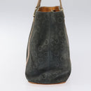 CELINE C Macadam Canvas Hand Bag Suede Gray Gold Auth mr1055-3