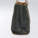 CELINE C Macadam Canvas Hand Bag Suede Gray Gold Auth mr1055-4