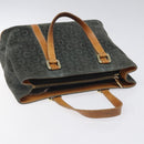 CELINE C Macadam Canvas Hand Bag Suede Gray Gold Auth mr1055-6
