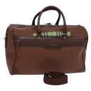 BURBERRY Nova Check Boston Bag Leather 2way Brown Green Auth mr1062-1