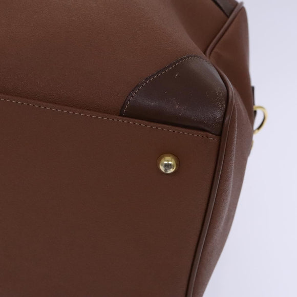 BURBERRY Nova Check Boston Bag Leather 2way Brown Green Auth mr1062