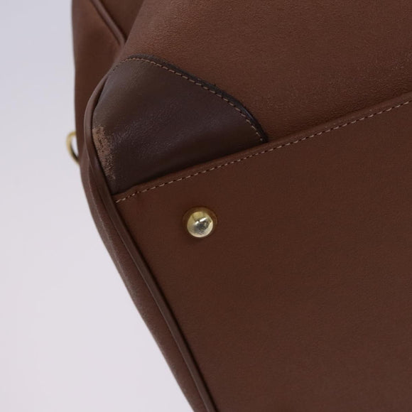 BURBERRY Nova Check Boston Bag Leather 2way Brown Green Auth mr1062