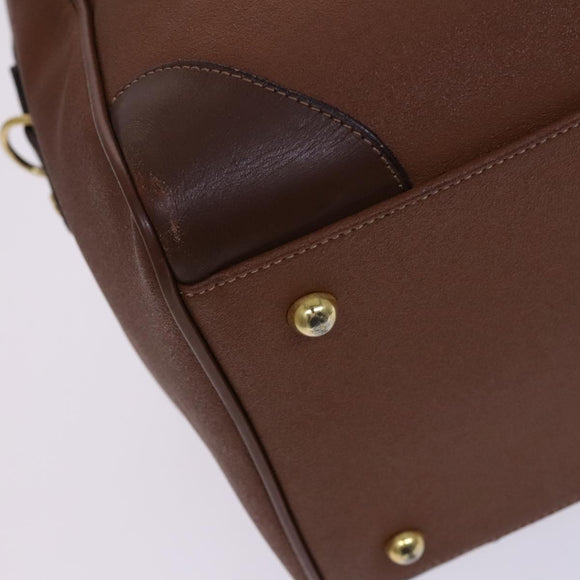 BURBERRY Nova Check Boston Bag Leder 2way Braun Grün Auth mr1062