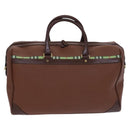 BURBERRY Nova Check Boston Bag Leather 2way Brown Green Auth mr1062-2