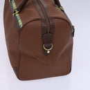 BURBERRY Nova Check Boston Bag Leather 2way Brown Green Auth mr1062-4