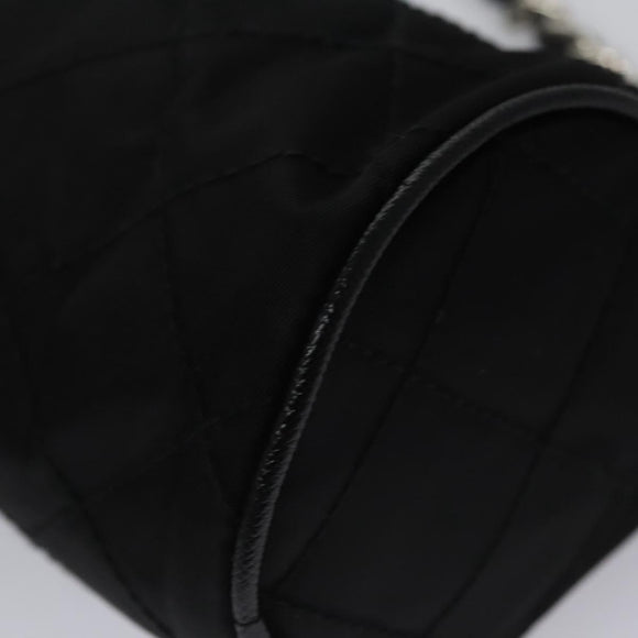 PRADA Chain Hand Bag Nylon Black Silver Auth mr1081V