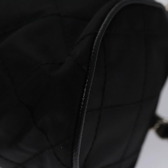 PRADA Chain Hand Bag Nylon Black Silver Auth mr1081V