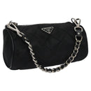 PRADA Chain Hand Bag Nylon Black Silver Auth mr1081V-1