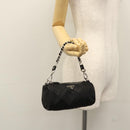 PRADA Chain Hand Bag Nylon Black Silver Auth mr1081V-22