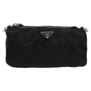 PRADA Chain Hand Bag Nylon Black Silver Auth mr1081V-13