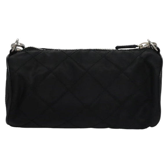 PRADA Chain Hand Bag Nylon Black Silver Auth mr1081V