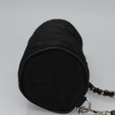 PRADA Chain Hand Bag Nylon Black Silver Auth mr1081V-3