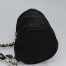 PRADA Chain Hand Bag Nylon Black Silver Auth mr1081V-4