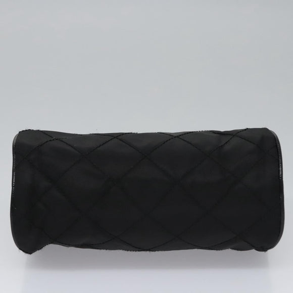 PRADA Chain Hand Bag Nylon Black Silver Auth mr1081V