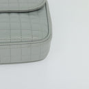 CELINE Quilted Chain Shoulder Bag Lamb Skin Gray Gold Auth mr1084V-15