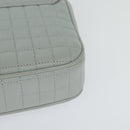 CELINE Quilted Chain Shoulder Bag Lamb Skin Gray Gold Auth mr1084V-17