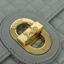 CELINE Quilted Chain Shoulder Bag Lamb Skin Gray Gold Auth mr1084V-18