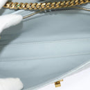 CELINE Quilted Chain Shoulder Bag Lamb Skin Gray Gold Auth mr1084V-10