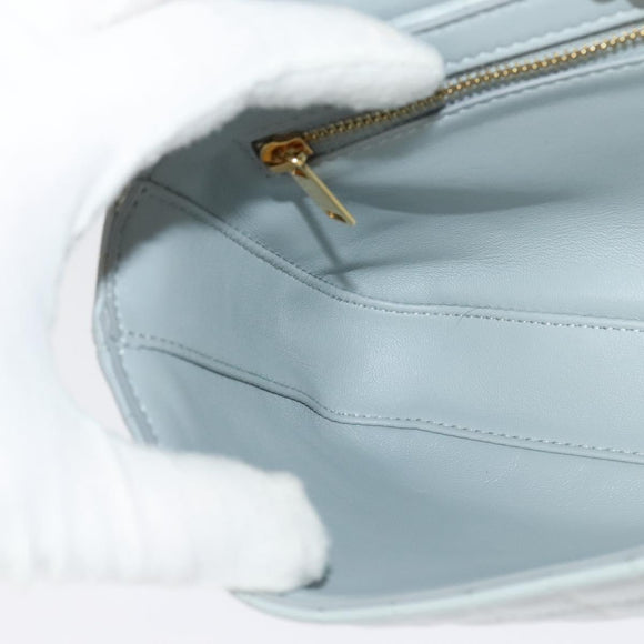 CELINE Quilted Chain Shoulder Bag Lamb Skin Gray Gold Auth mr1084V